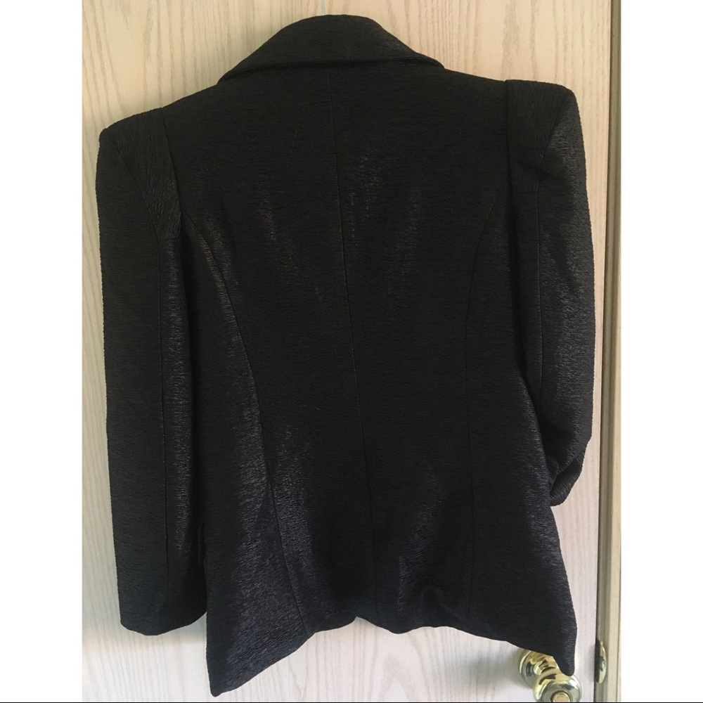 Black Textured Sharp-Shouldered Jacket M - image 2